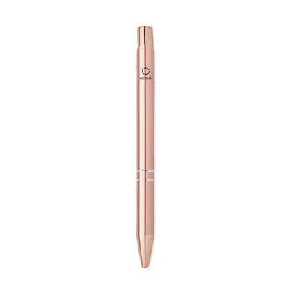 Pix din aluminiu reciclat rose gold cu design minimalist si doua benzi argintii metalice