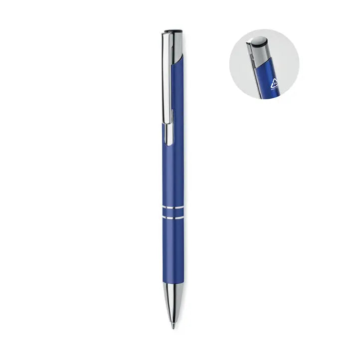 Pix din aluminiu reciclat albastru metalic cu accente argintii și design modern pentru scris eficient