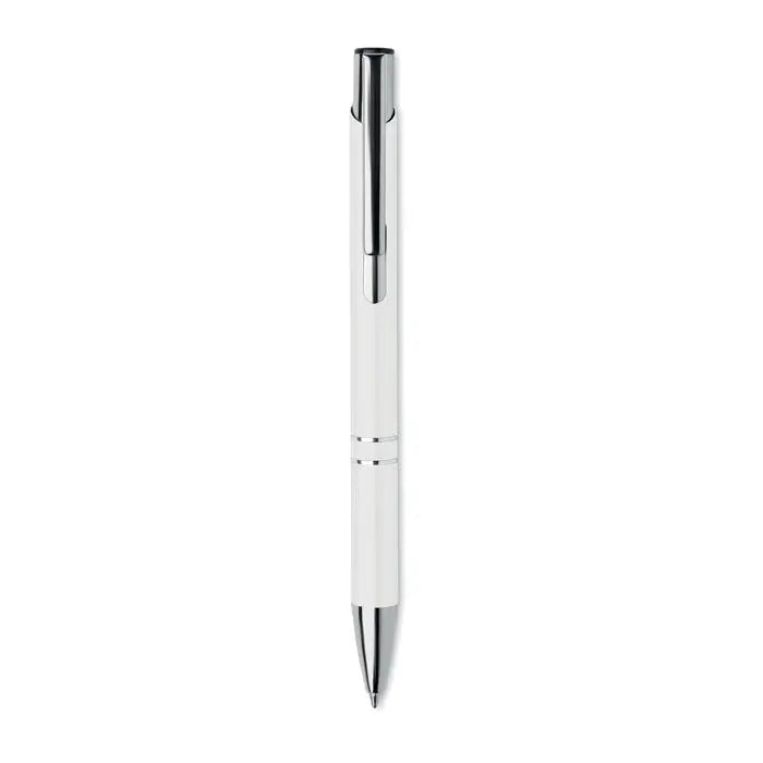 Pix din aluminiu reciclat alb sleek cu clip si accente metalice argintii si finisaj neted