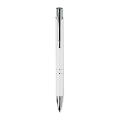 Pix din aluminiu reciclat alb sleek cu clip si accente metalice argintii si finisaj neted