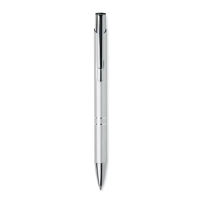Pix din aluminiu reciclat argintiu metalic cu design minimalist si finisaj neted pentru scris fluid