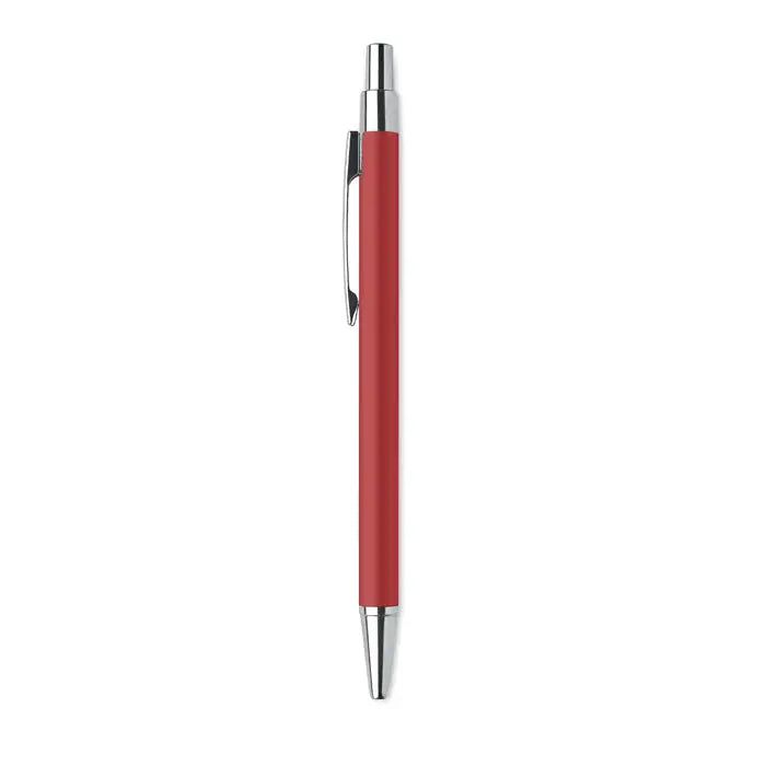 Pix din aluminiu reciclat roșu cu accente metalice argintii și clips pentru scris eficient