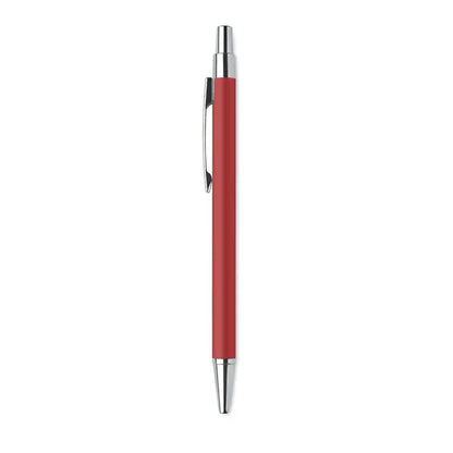 Pix din aluminiu reciclat roșu cu accente metalice argintii și clips pentru scris eficient