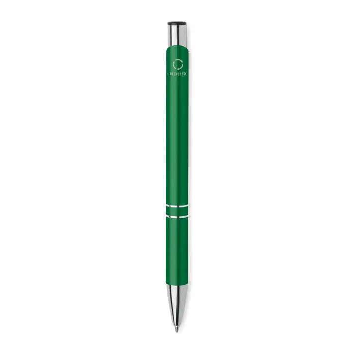 Pix din aluminiu reciclat verde cu accente argintii un pix cu bila modern si elegant