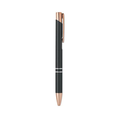 Pix din aluminiu reciclat tip pix cu bila negru si rose gold, design modern si elegant