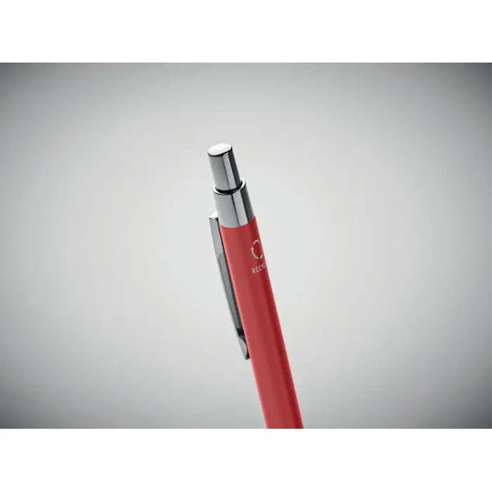 Pix din aluminiu reciclat roșu metalic cu capac și clemă argintie pentru scris elegant