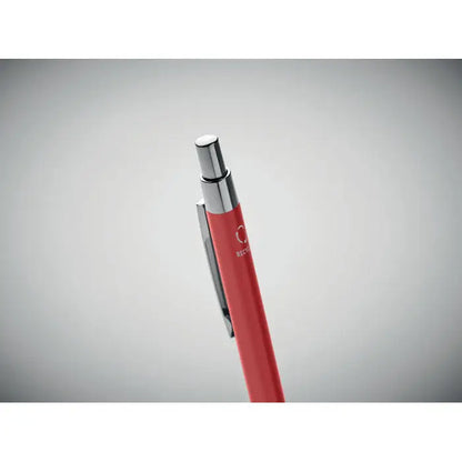 Pix din aluminiu reciclat roșu metalic cu capac și clemă argintie pentru scris elegant