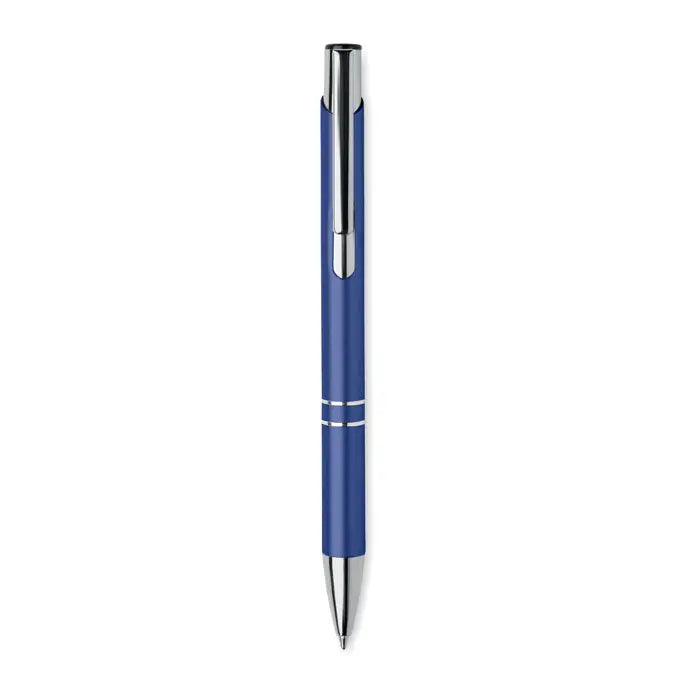 Pix din aluminiu reciclat albastru metalic cu accesorii argintii si design modern pentru scris fin