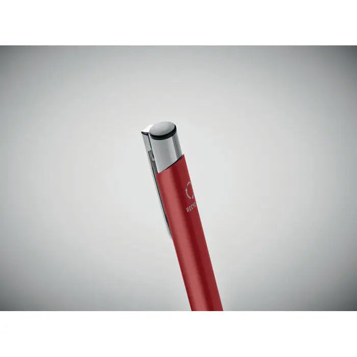 Pix din aluminiu reciclat roșu metalic cu clip și capac argintiu pentru scris cu bilă