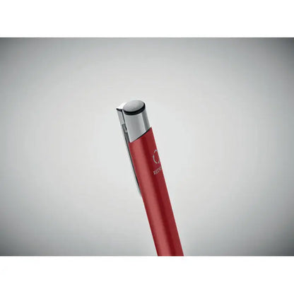 Pix din aluminiu reciclat roșu metalic cu clip și capac argintiu pentru scris cu bilă