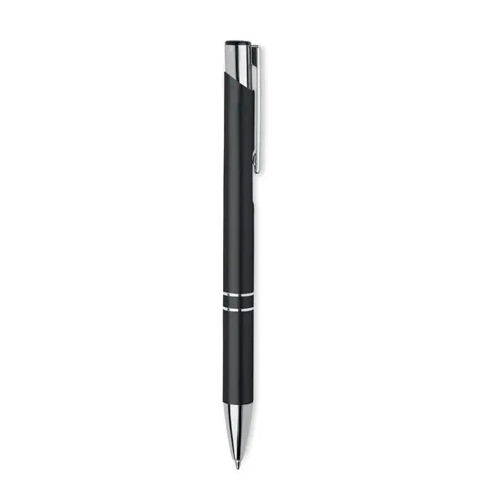 Pix din aluminiu reciclat negru si argintiu cu design modern si doua benzi metalice aproape de grip