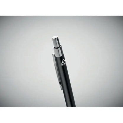 Pix din aluminiu reciclat negru cu bila retragabila si clips argintiu cu accente metalice