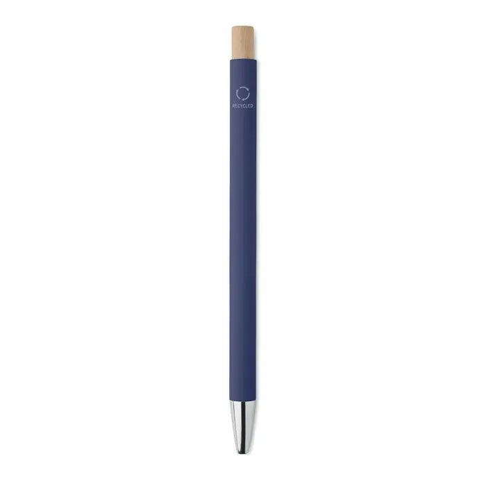 Pix din aluminiu reciclat cu corp bleumarin, capac din lemn si varf metalic, ideal pentru scris sustenabil