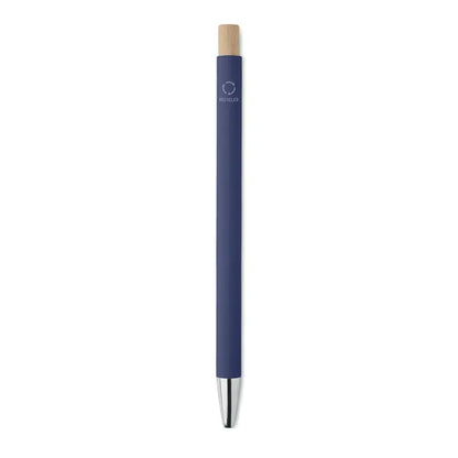 Pix din aluminiu reciclat cu corp bleumarin, capac din lemn si varf metalic, ideal pentru scris sustenabil