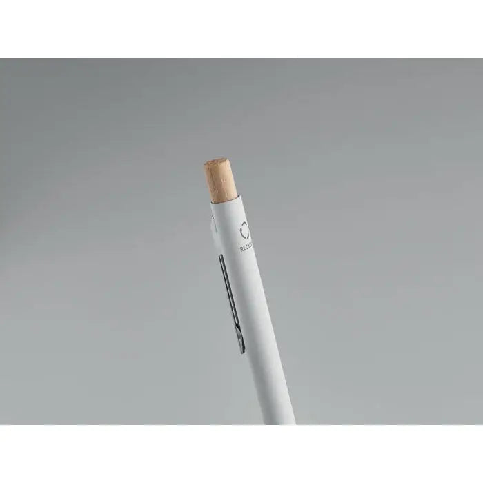 Pix din aluminiu reciclat alb cu capac din lemn maro deschis si design minimalist elegant