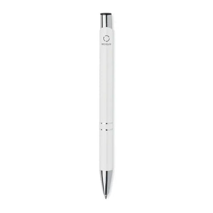 Pix din aluminiu reciclat alb cu accente argintii, stilou cu design minimalist și ecologic