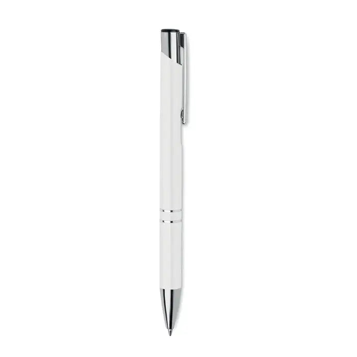 Pix din aluminiu reciclat alb cu accente metalice argintii si grip ergonomic pentru scris fin