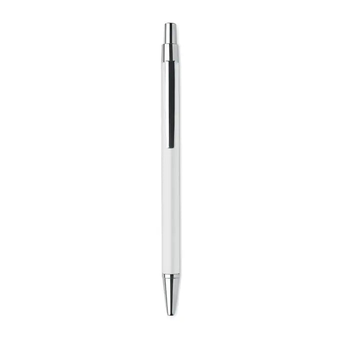 Pix din aluminiu reciclat alb cu accente metalice argintii si clip pentru scris elegant si sustenabil