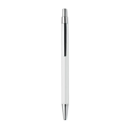 Pix din aluminiu reciclat alb cu accente metalice argintii si clip pentru scris elegant si sustenabil