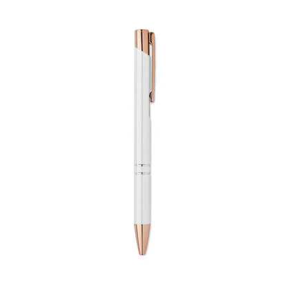 Pix din aluminiu reciclat alb cu accente rose gold pe capac, clips și vârf, stilou cu bile elegant