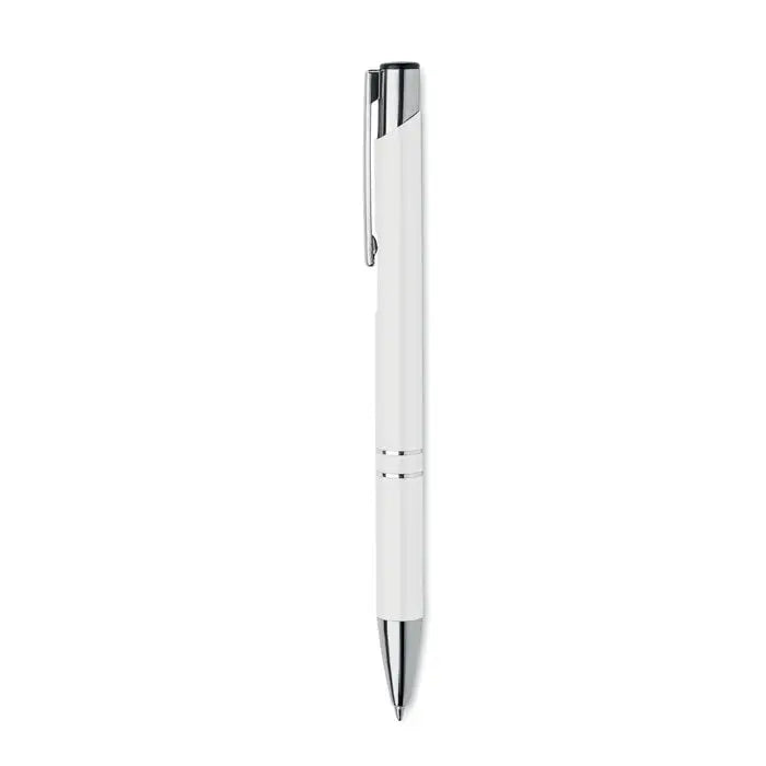Pix din aluminiu reciclat alb cu clips metalic argintiu si design minimalist pentru scris elegant
