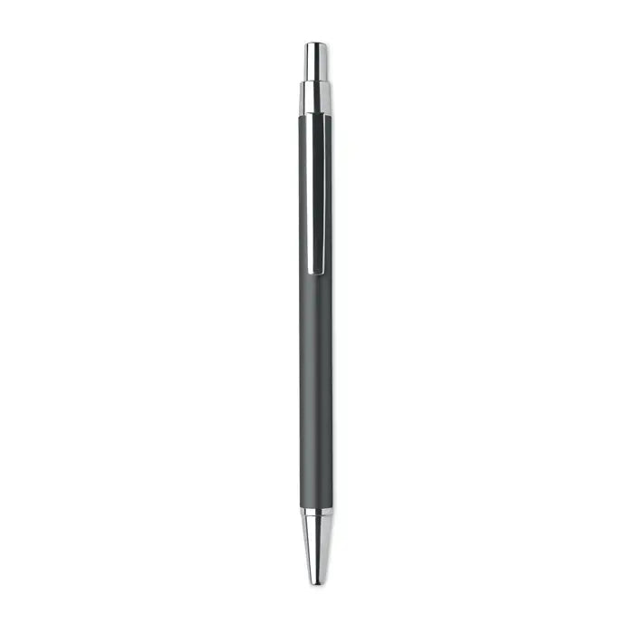 Pix din aluminiu reciclat negru cu accente metalice argintii, stilou cu bila elegant și durabil
