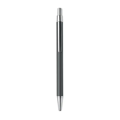 Pix din aluminiu reciclat negru cu accente metalice argintii, stilou cu bila elegant și durabil
