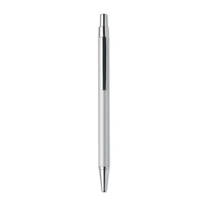 Pix din aluminiu reciclat cu design minimalist, corp metalic argintiu si dunga neagra aproape de varf