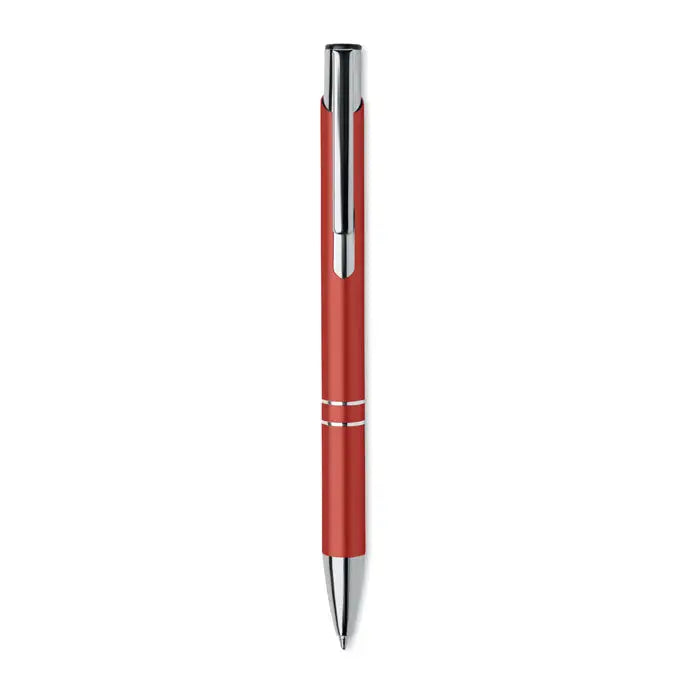 Pix din aluminiu reciclat rosu metalic cu accente argintii si design modern pentru scris elegant
