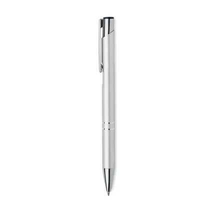 Pix din aluminiu reciclat argintiu metalic cu design minimalist si striatii subtile orizontale la zona de prindere