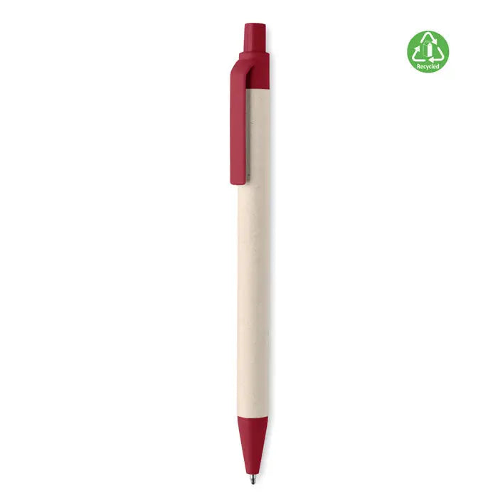 Pix din carton de lapte rosu si bej cu design minimalist si corp reciclat din material durabil