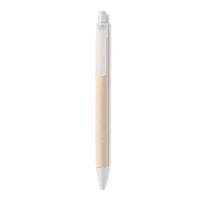 Pix din hartie din carton de lapte cu design minimalist bej si alb stilou cu bila fin