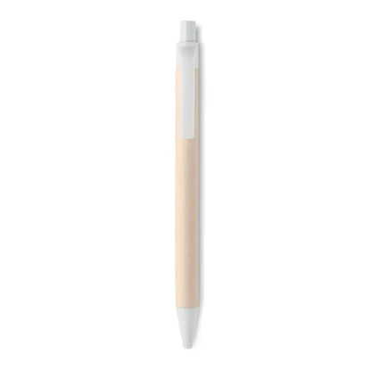 Pix din hartie din carton de lapte cu design minimalist bej si alb stilou cu bila fin
