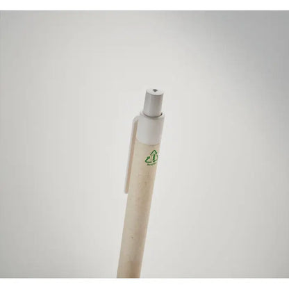 Pix din hartie reciclată bej cu clip și capac alb din carton de lapte pentru scris eco-friendly