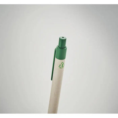 Pix din hartie din carton de lapte verde si alb cu mecanism cu bila si logo eco prietenos pe corp