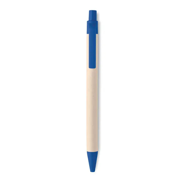 Pix din hartie din carton de lapte cu design albastru si bej si grip texturat pentru scris confortabil