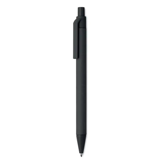 Pix din hartie si pla porumb cu design negru, plastic, pix cu bila si clips retractabil minimalist