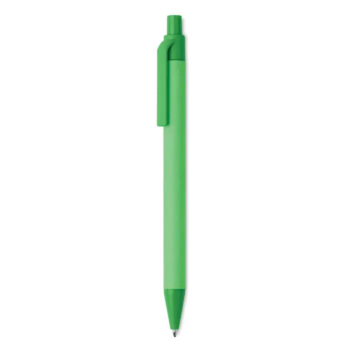 Pix din hartie cu bila, verde solid, cu clip si capac asortate, realizat din PLA porumb biodegradabil