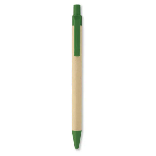 Pix din hartie porumb pla stilou eco prietenos cu corp de lemn natural si accente verzi vii