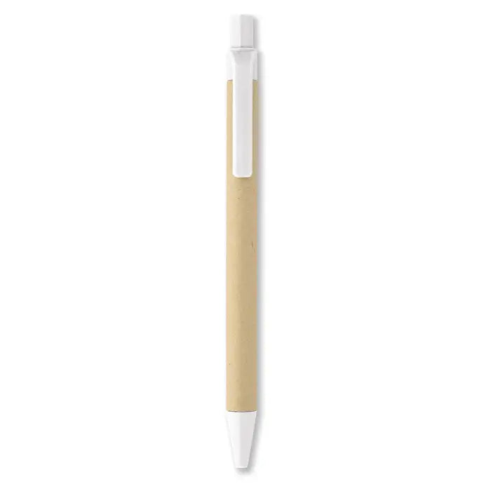 Pix din hartie porumb pla cu corp natural kraft si accente albe din plastic pentru scris ecologic si elegant