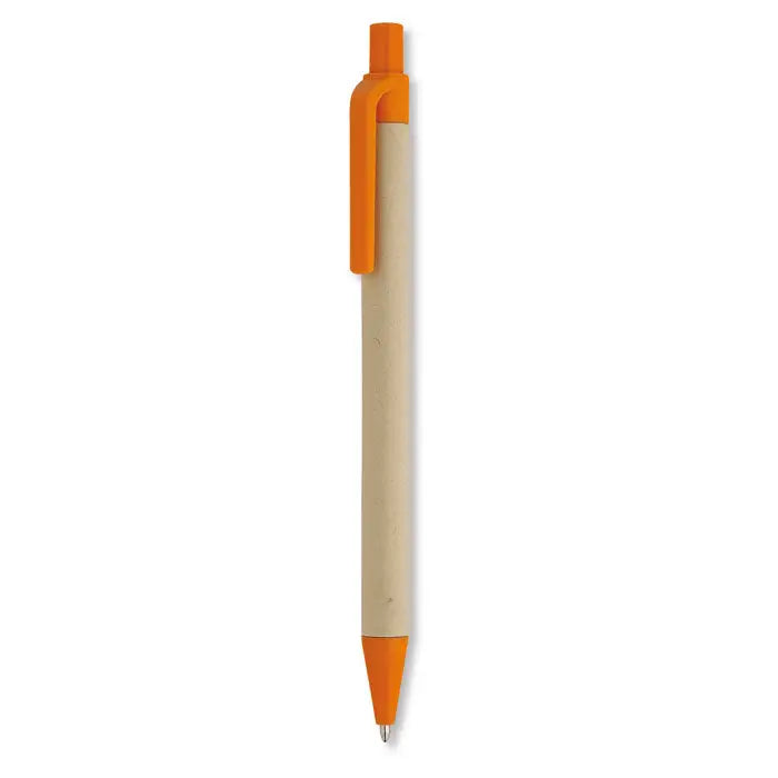 Pix din hartie porumb pla portocaliu si bej cu grip texturat pentru scris confortabil