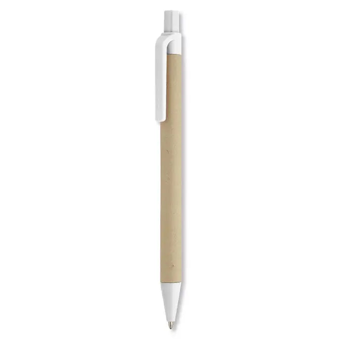 Pix din hartie si porumb pla cu corp natural kraft si accente albe, stilou cu bila minimalist si elegant