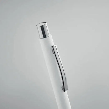 Pix din hartie reciclata alb cu clip si capac metalic elegant pentru scris sustenabil