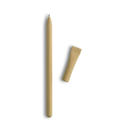 Stilou din lemn tan cu design minimalist si capac asortat pentru pix din hartie reciclata