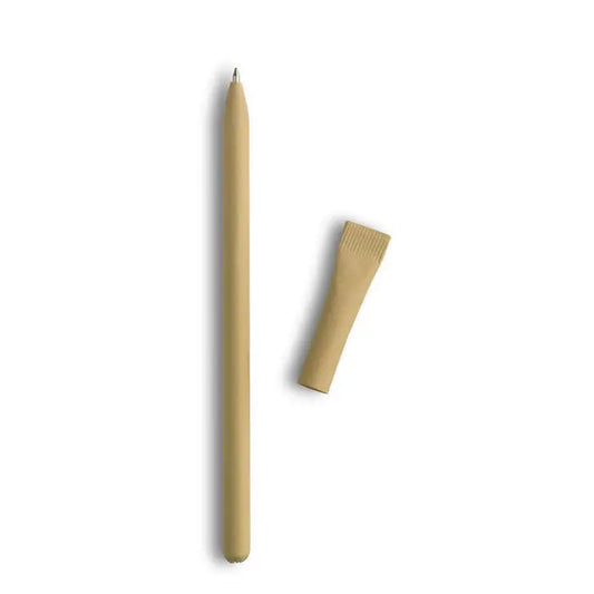 Stilou din lemn tan cu design minimalist si capac asortat pentru pix din hartie reciclata