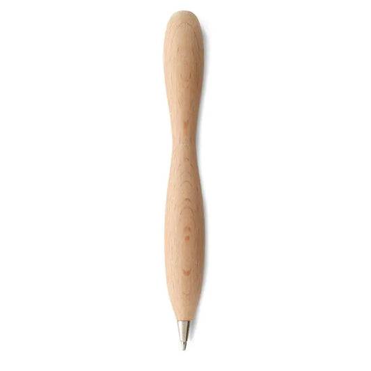 Pix din lemn cu finisaj natural deschis si varf metalic argintiu pentru scris elegant si durabil