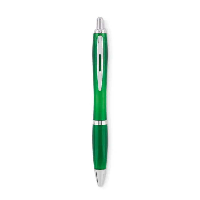 Pix de mână verde cu accente argintii și un design elegant, modern.
