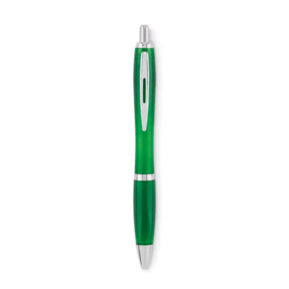 Pix de mână verde cu accente argintii și un design elegant, modern.
