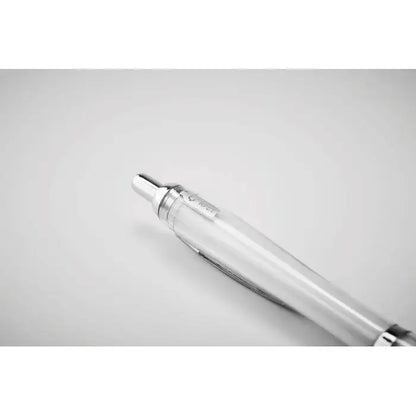 Pix in rpet stilou transparent cu accente metalice argintii design modern si elegant