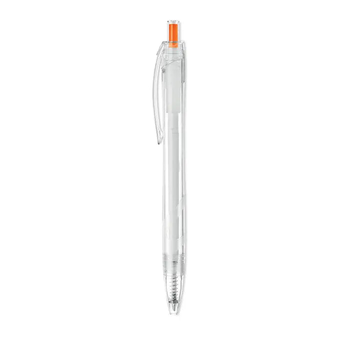 Pix rpet push pix transparent plastic ballpoint pen with orange clip and cap